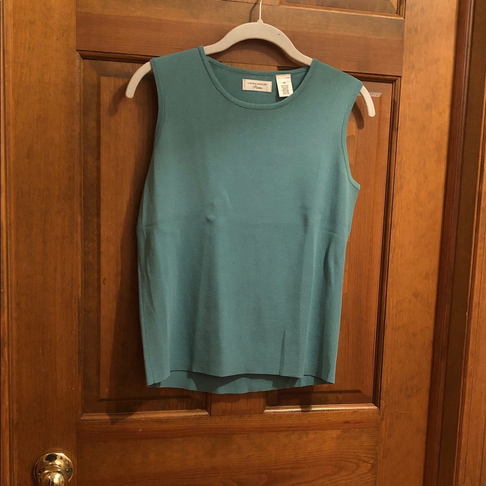 Laura Ashley Teal or Deep Mint Sleeveless Knit Top